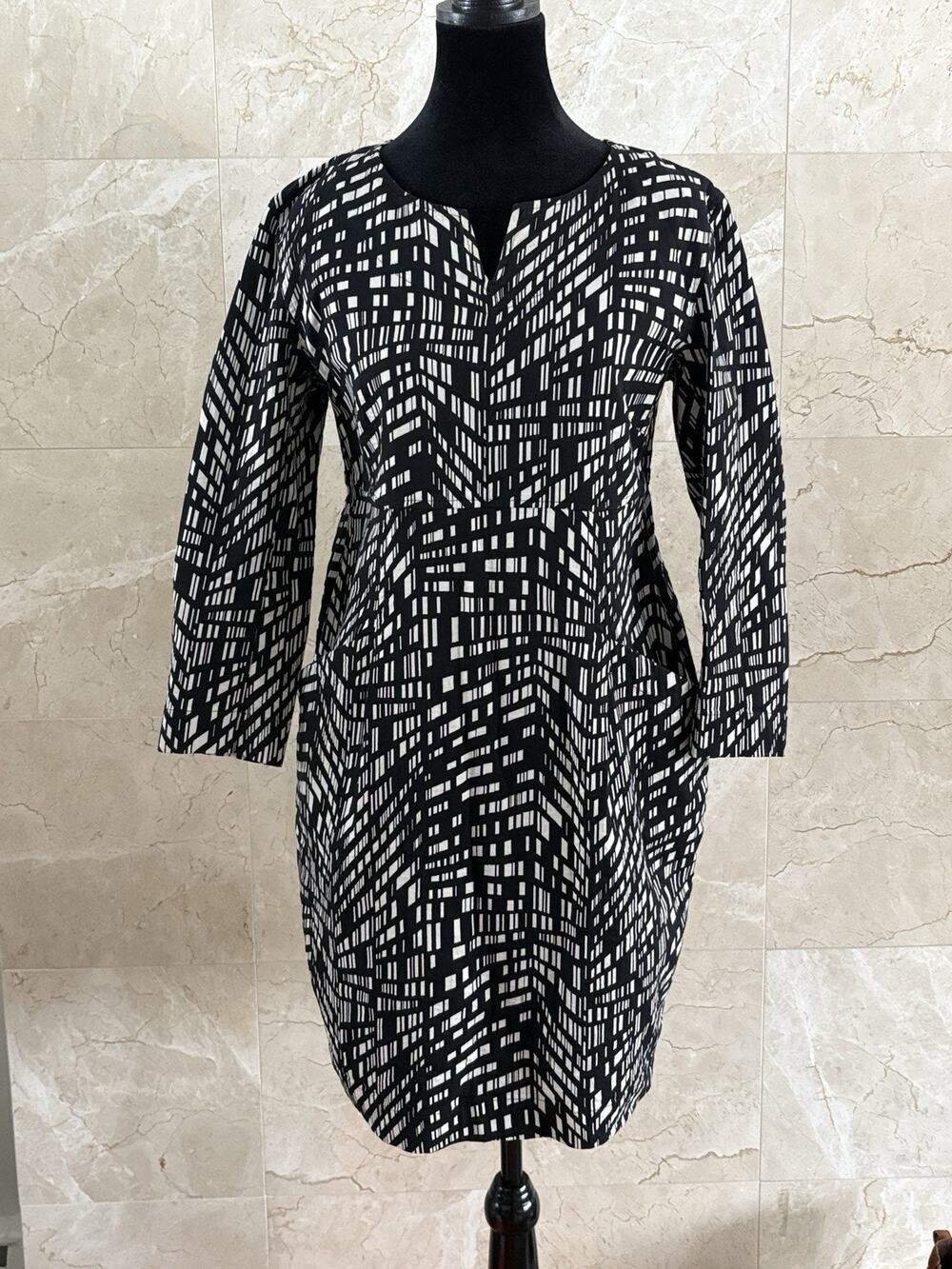 Bitte Kai Rand Dress – 38 Black & White Graphic, Scandi Modern Minimalist Office